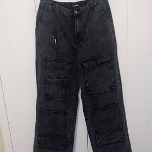 Fashion Nova Black Wash Cargo Jeans